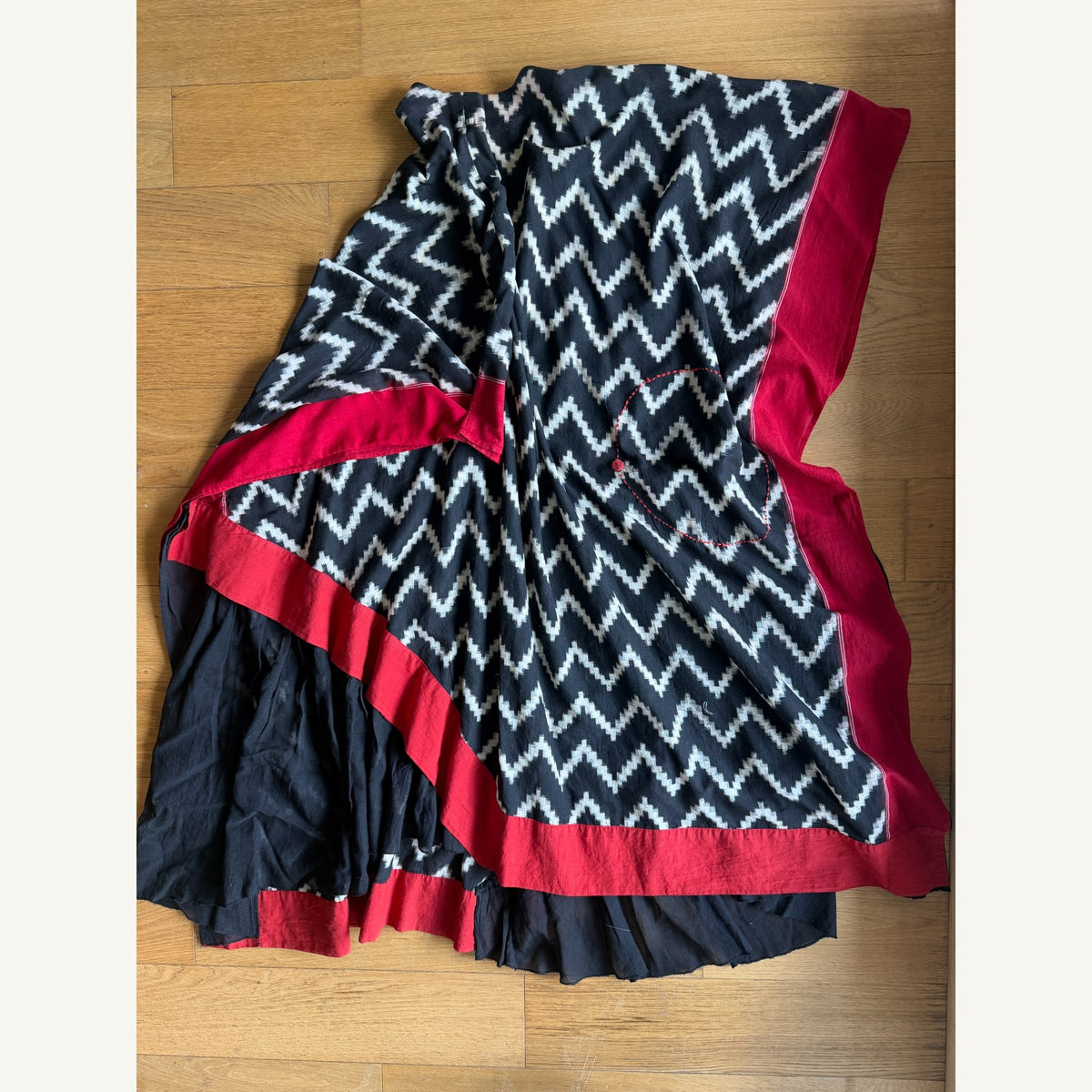 zikzak desenli kaftan elbise